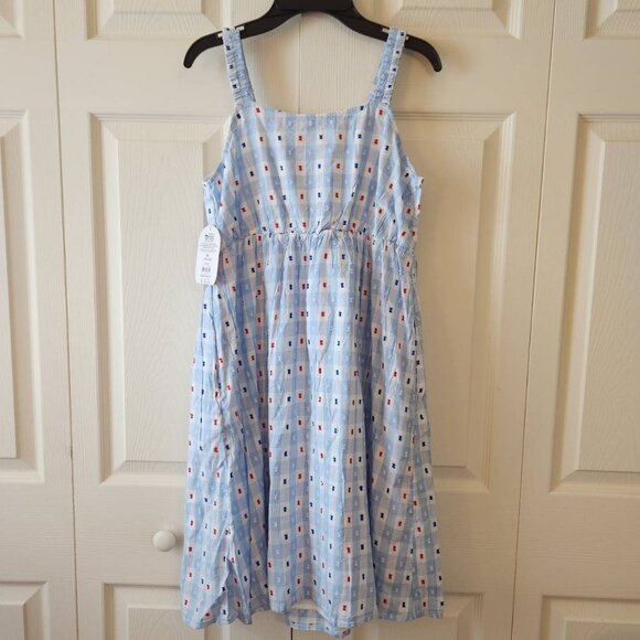 Girls Wonder Nation Americana Woven Dress XL (14-16) Blue/White/Red Checkered - Picture 2 of 10